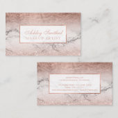 Gulzend roos glitter foil marble ombre mamake up visitekaartje (Voorkant / Achterkant)