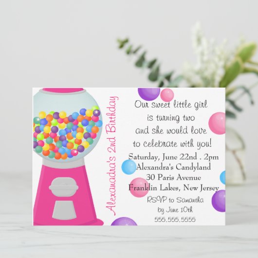 Gum Ball Machine Snoep Party Girl Birthday Kaart (Staand voorkant)