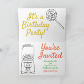 Gum Drops Birthday Party Invitation Snoep Kaart (Binnen)