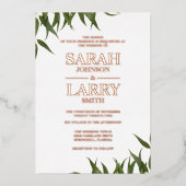 Gum Leaf en Elegant Gold Traditional Wedding Folie Uitnodiging (Voorkant)