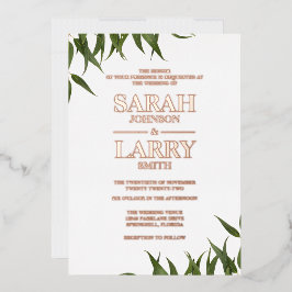 Gum Leaf en Elegant Gold Traditional Wedding Folie Uitnodiging
