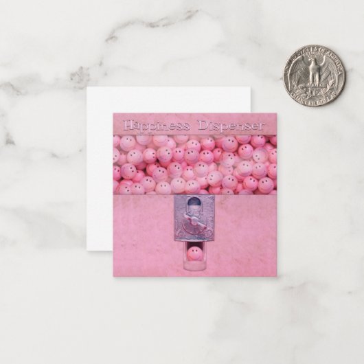 Gumball Ball Machine Happenser Notitiekaartje (Voorkant / Achterkant in situ)