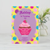 Gumball Cupcake Uitnodiging (Staand voorkant)