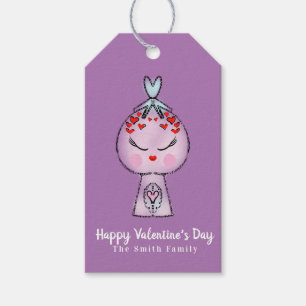 Gumball Hand Getekende Valentijnsdag Zwarte Cadeau Cadeaulabel