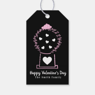 Gumball Harten Zwevende Valentijnsdag Zwart  Cadeaulabel