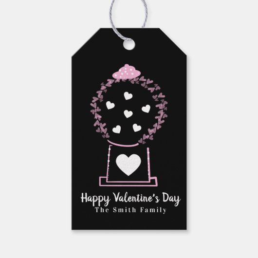 Gumball Hearts Floating Valentijnsdag Black Cadeaulabel (Voorkant)