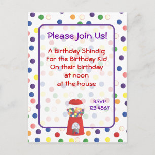 Gumball Invite Uitnodiging Briefkaart