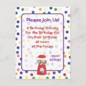 Gumball Invite Uitnodiging Briefkaart (Voorkant)