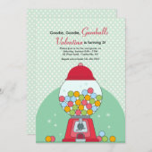 Gumball Machine Birthday Party Invitation Kaart (Voorkant / Achterkant)