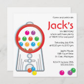 Gumball Machine Birthday Party Invitation Kaart (Voorkant / Achterkant)