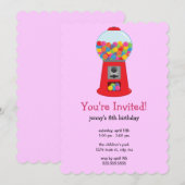 Gumball Machine Birthday Party Invitations Kaart (Voorkant / Achterkant)
