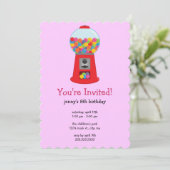 Gumball Machine Birthday Party Invitations Kaart (Staand voorkant)