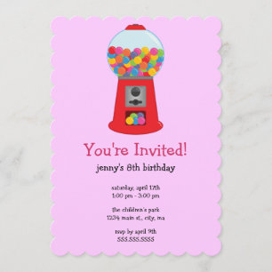 Gumball Machine Birthday Party Invitations Kaart