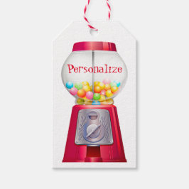Gumball machine bubblegum schattig rood cadeaulabel