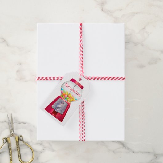 Gumball machine bubblegum  schattig rood cadeaulabel (Met Touw)