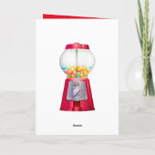 Gumball machine bubblegum  schattig rood feest kaart (Achterkant)