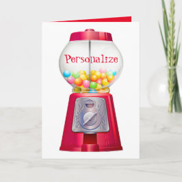 Gumball machine bubblegum schattig rood feest kaart