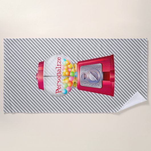 Gumball machine bubblegum  schattig rood gestreept strandlaken (Voorkant)