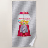 Gumball machine bubblegum  schattig rood gestreept strandlaken (Voorkant)