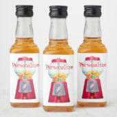 Gumball machine bubblegum  schattig rood likeurfles etiket (Flessen)