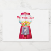Gumball machine bubblegum  schattig rood likeurfles etiket (Enkel label)