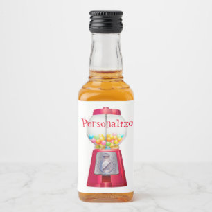 Gumball machine bubblegum  schattig rood likeurfles etiket