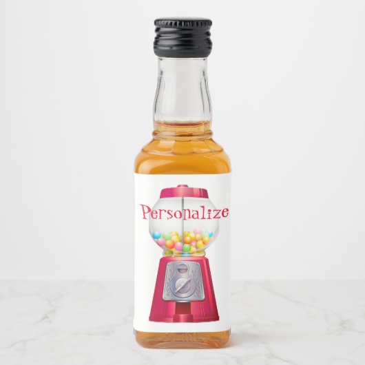 Gumball machine bubblegum  schattig rood likeurfles etiket (Voorkant)