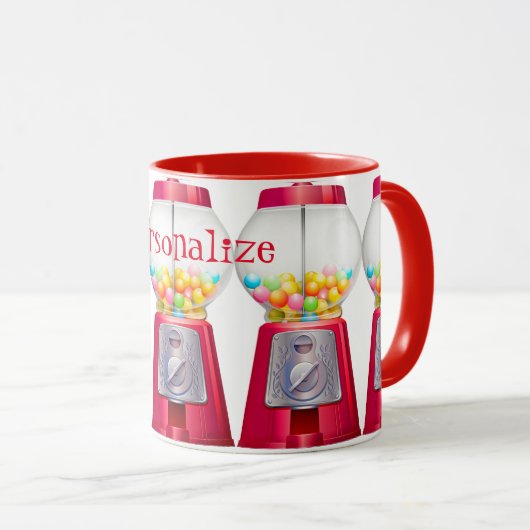 Gumball machine bubblegum  schattig rood mok (Voorkant rechts)