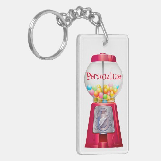 Gumball machine bubblegum schattig rood sleutelhanger (Voorkant Links)