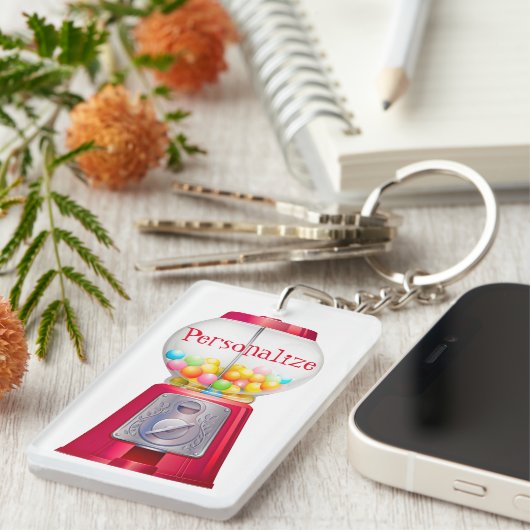 Gumball machine bubblegum  schattig rood sleutelhanger (Voorkant Rechts)