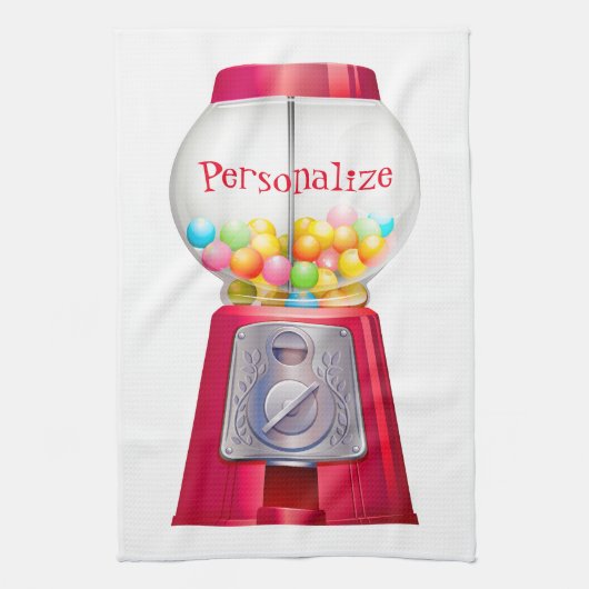 Gumball machine bubblegum  schattig rood theedoek (Verticaal)