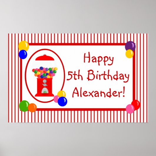 Gumball Machine Happy Birthday Banner Poster (Voorkant)