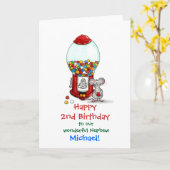 Gumball Machine - personaliseren met naam en leeft Kaart (Gele Bloem)