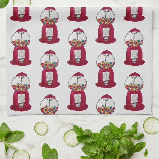 Gumball Machine Retro Snoep Shop Pattern Theedoek (Gevouwen)