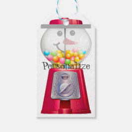 Gumball machine sneeuwpop wereldbol Cadeaulabel