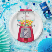  Gumball machine sneeuwpop wereldbol Papieren Bordje (Feest)