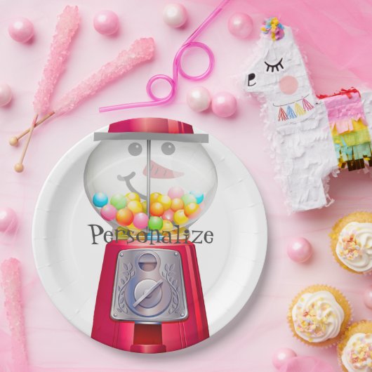  Gumball machine sneeuwpop wereldbol Papieren Bordje (Feest)