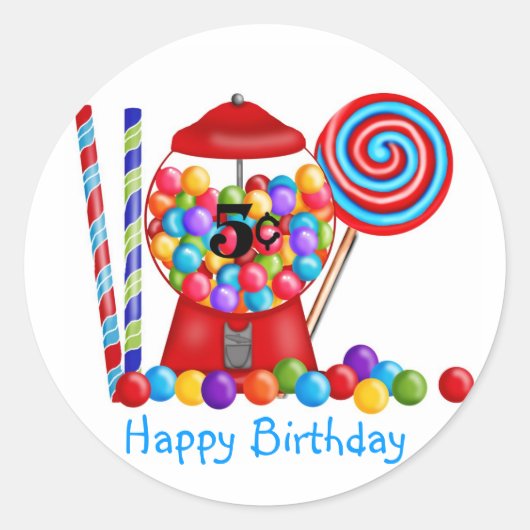 Gumball Machine Snoep Lollipop Ronde Sticker (Voorkant)
