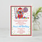 Gumball Machine Snoep Lollipop - zoete uitnodiging (Staand voorkant)