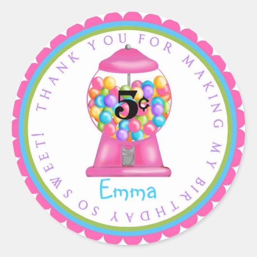 Gumball Machine Stickers- roze Ronde Sticker (Voorkant)