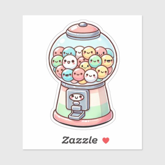 Gumball machine, Waterverf, Grappig, Kleurrijk Sticker (Vel)