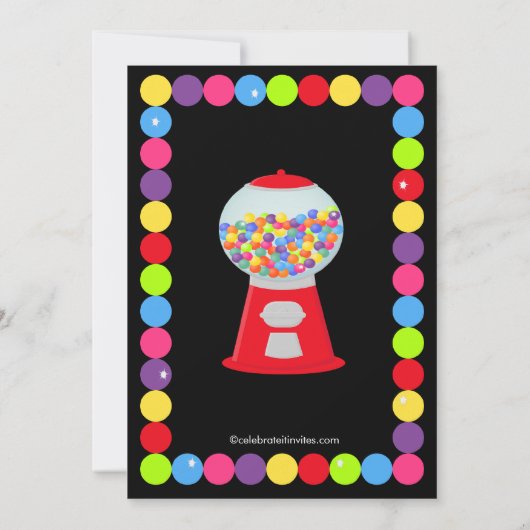 Gumballs Snoep Bash Birthday Party Invitation Kaart (Achterkant)