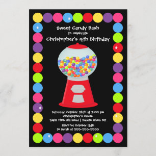 Gumballs Snoep Bash Birthday Party Invitation Kaart