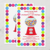 Gumballs Snoep Bash Birthday Party Invitation Kaart (Voorkant / Achterkant)