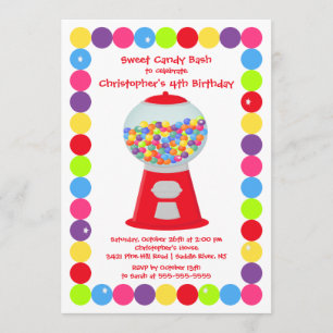 Gumballs Snoep Bash Birthday Party Invitation Kaart