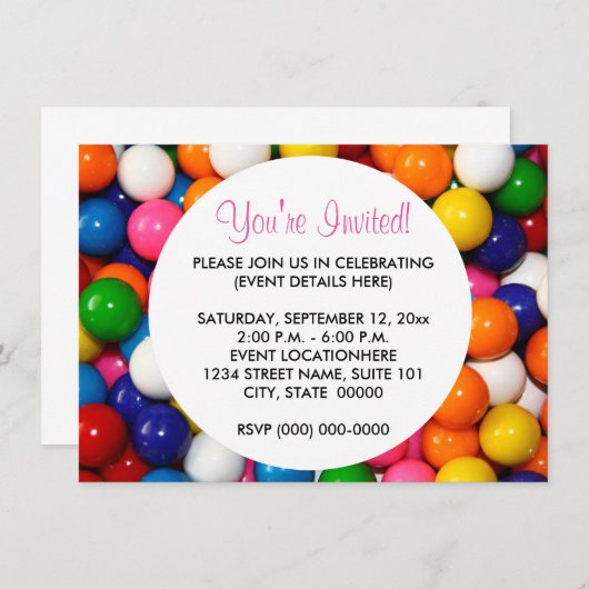 Gumballs-uitnodigingen Kaart (Voorkant / Achterkant)