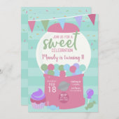 GumballSweet Celebration Uitnodiging voor verjaard (Voorkant / Achterkant)