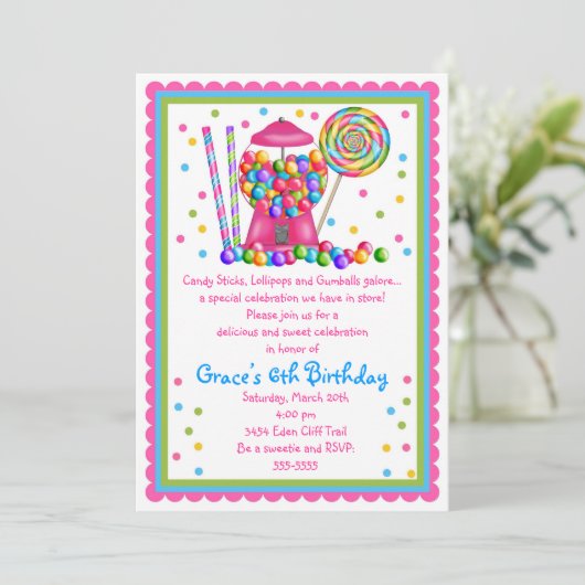 Gumbalmachine en Snoep Kaart (Staand voorkant)