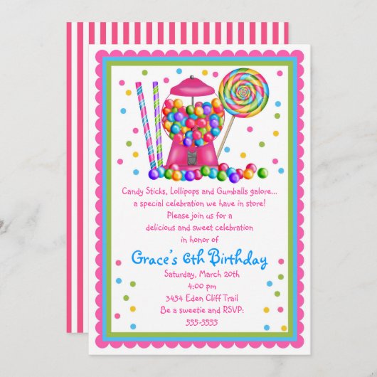 Gumbalmachine en Snoep Kaart (Voorkant / Achterkant)