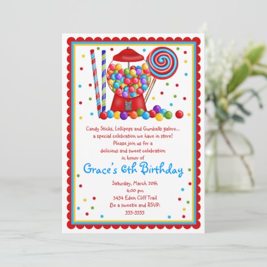 Gumbalmachine en Snoep Kaart (Staand voorkant)